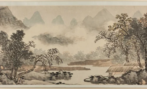 Clouds over the River before Rain 溪雲欲雨圖 by Shen Zhou (沈周), drawing, 1440-1509