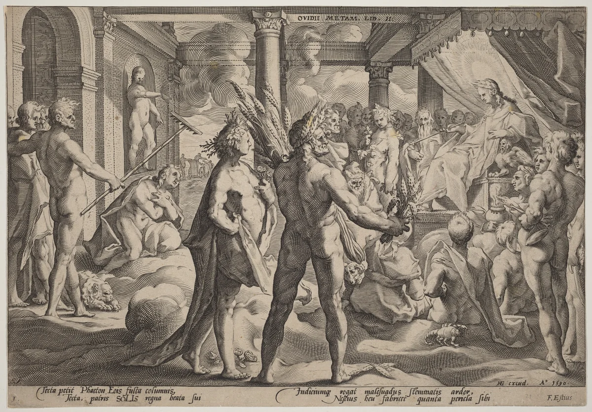 Phaeton Asking for the Chariot by Hendrick Goltzius, print, 1590