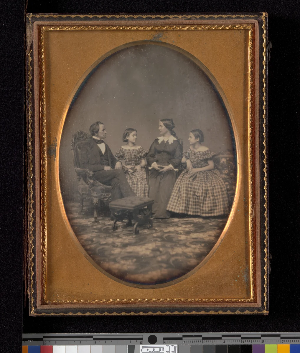 [Self-Portrait with Wife and Two Daughters] by John Adams Whipple, photograph, 1854