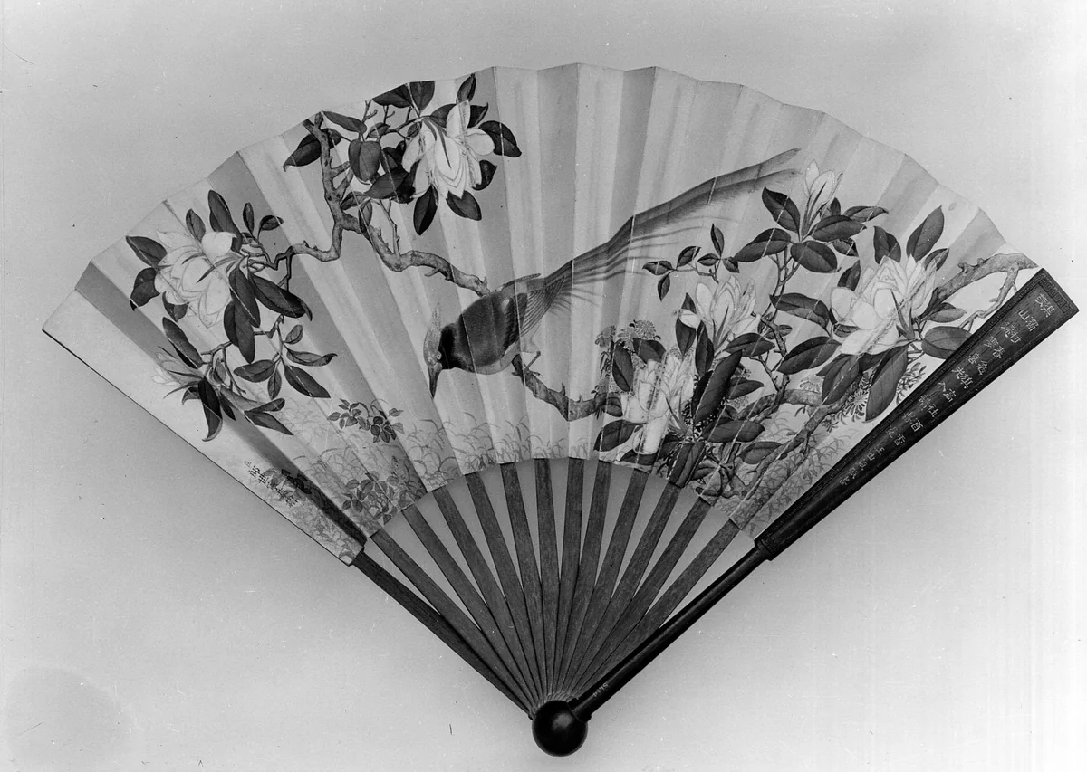 Fan by Giuseppe Castiglione (郎世寧), painting, 1700-1766