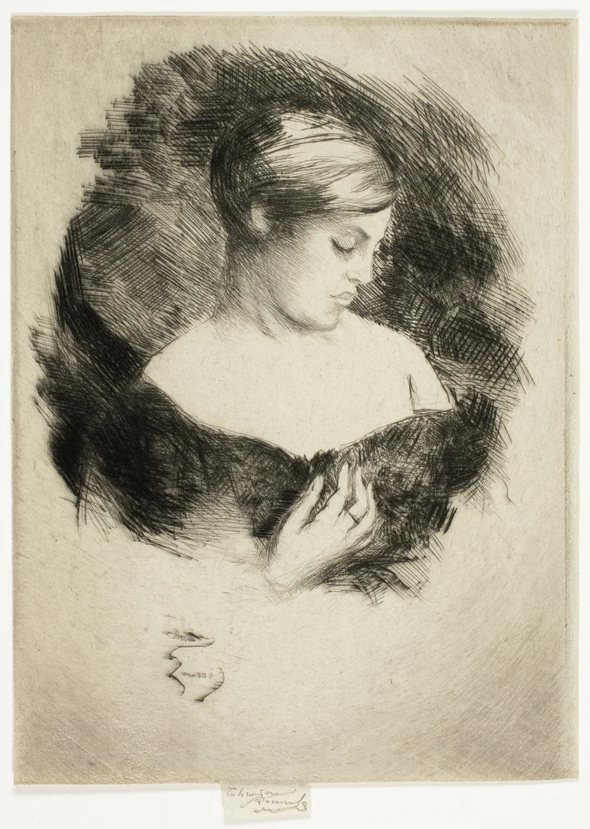 Profile of a Woman by Theodore Roussel, print, 1900-1905