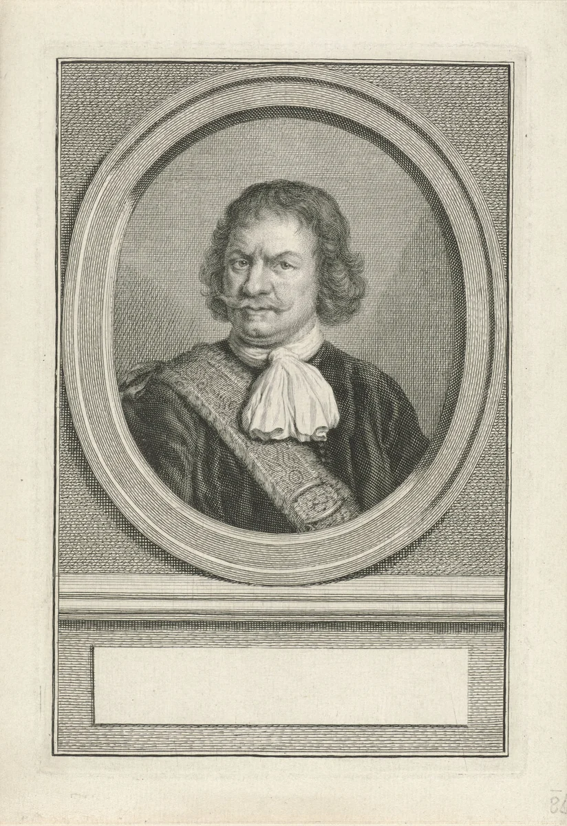 Portret van Tjerck Hiddes de Vries by Jacob Houbraken, print, 1749-1759