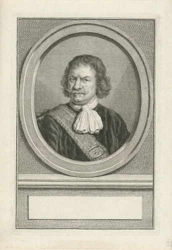 Portret van Tjerck Hiddes de Vries by Jacob Houbraken, print, 1749-1759