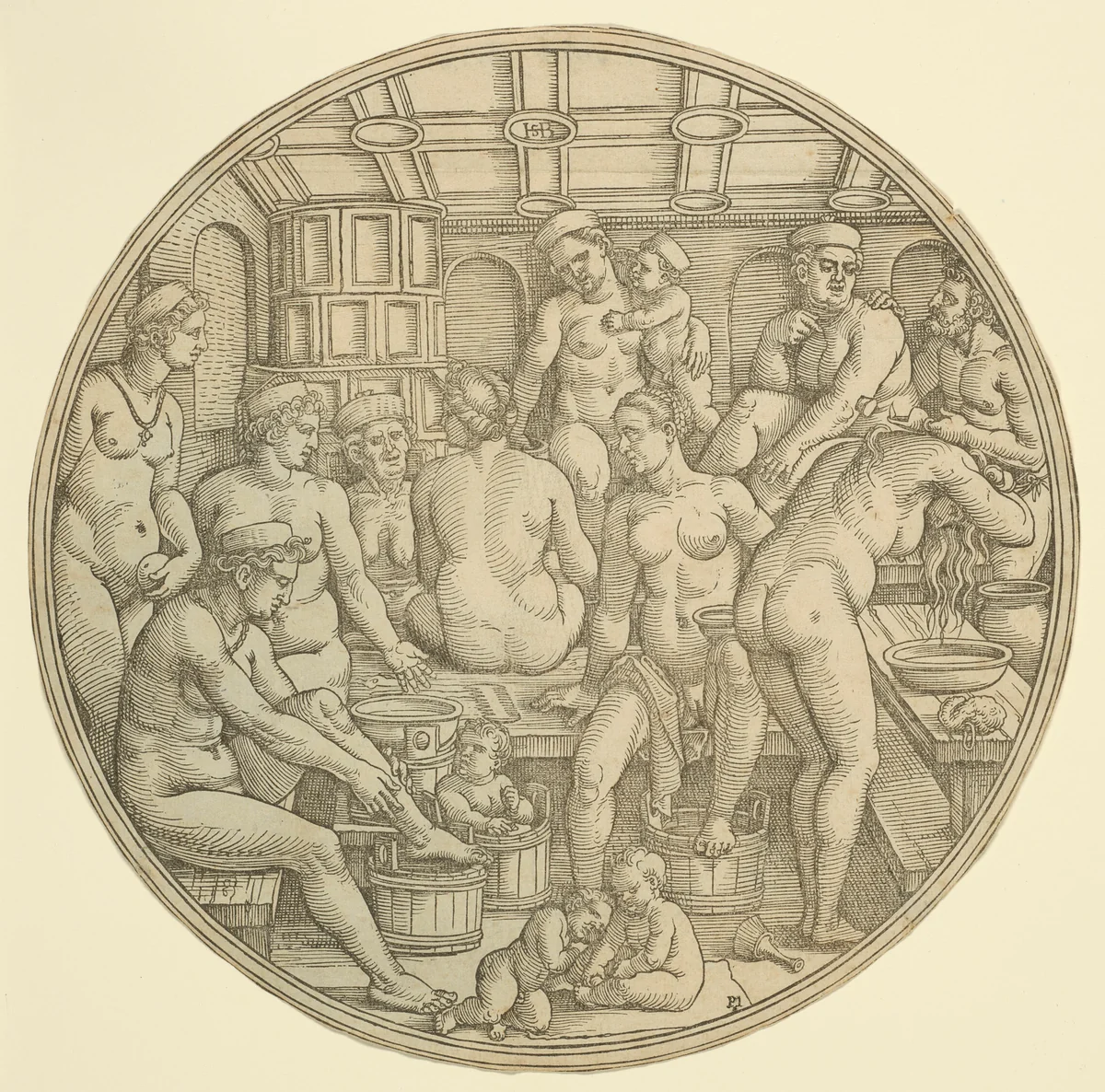 The Women's Bath by Sebald Beham, print, 1525-1545