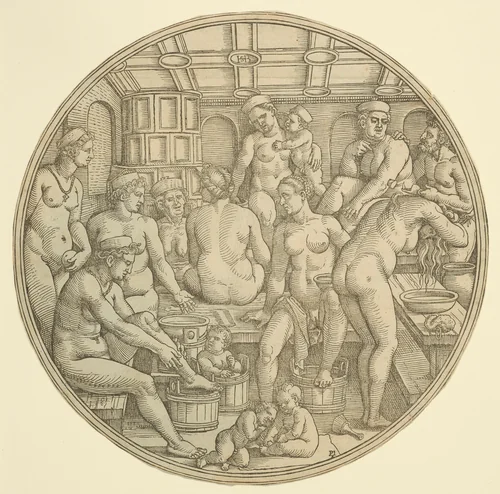 The Women's Bath by Sebald Beham, print, 1525-1545