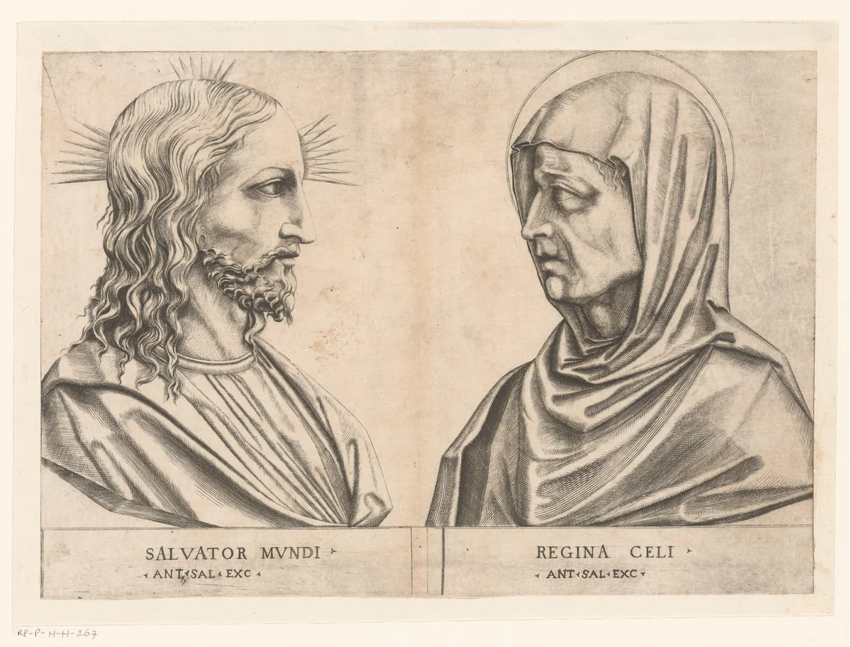 Christus en Maria by anonymous, print, 1510-1562
