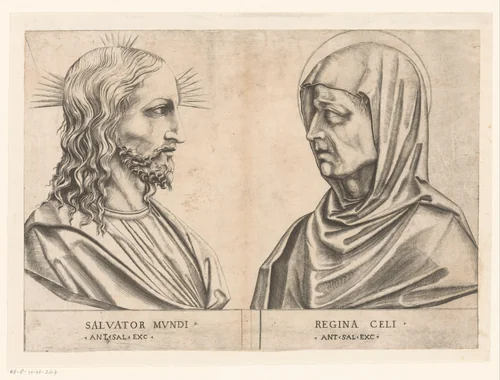 Christus en Maria by anonymous, print, 1510-1562