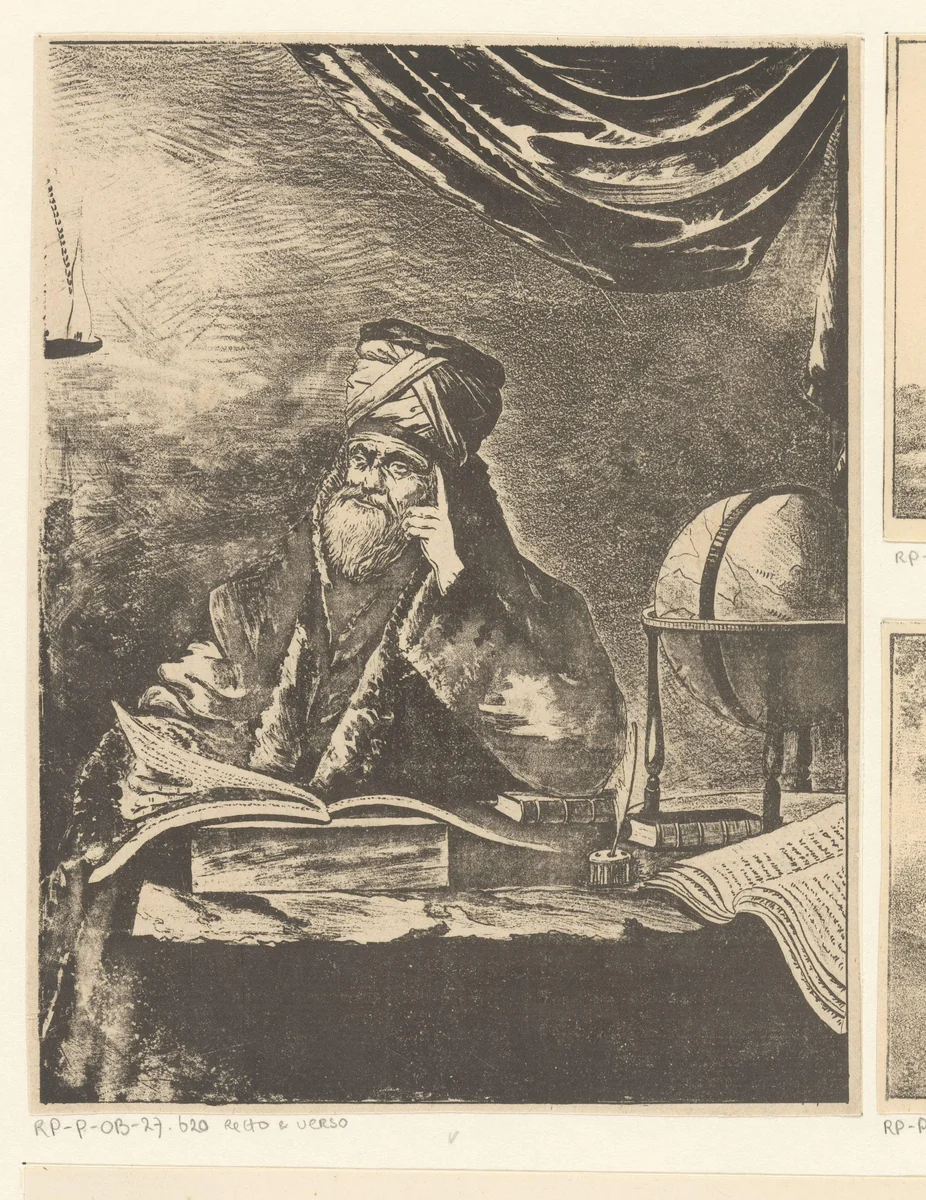 Geleerde in zijn werkvertrek by Pieter Bartholomeusz. Barbiers, print, 1809-1837