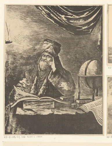 Geleerde in zijn werkvertrek by Pieter Bartholomeusz. Barbiers, print, 1809-1837