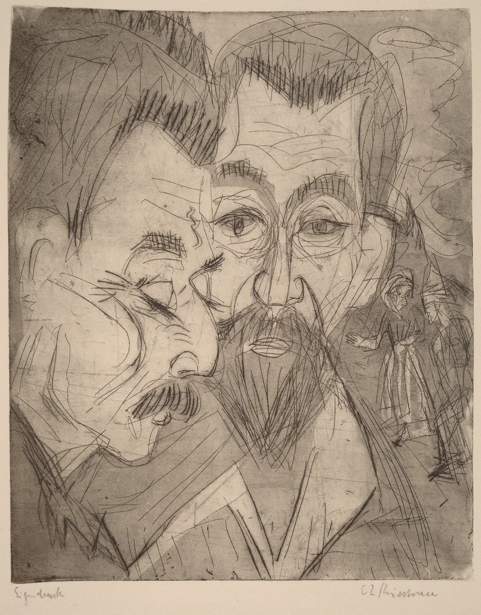 Two Peasant Heads by Ernst Ludwig Kirchner, print, 1920