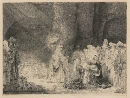 The presentation in the temple: oblong print by Rembrandt van Rijn, print, 1640