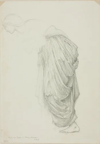 Bending Female Figure, study for Mirror of Venus by Edward Burne-Jones, drawing, 1868-1883