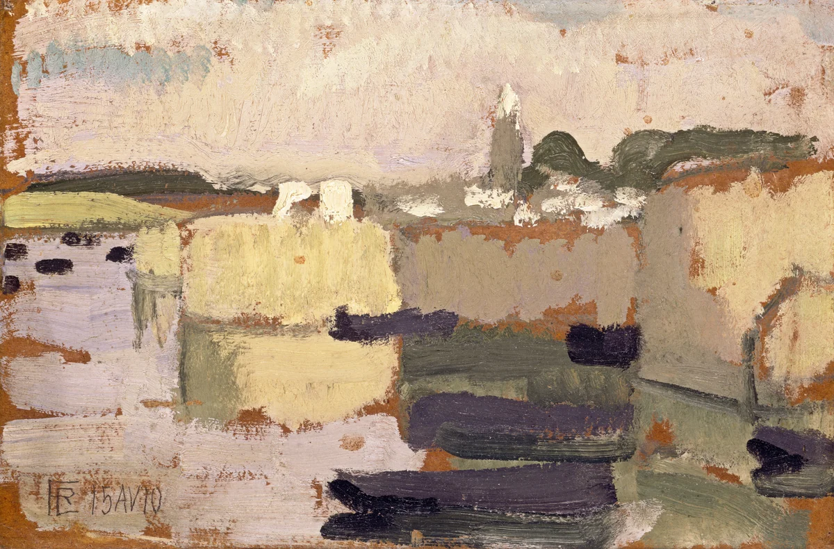 Village at the Water's Edge by Roger de La Fresnaye, painting, 1910