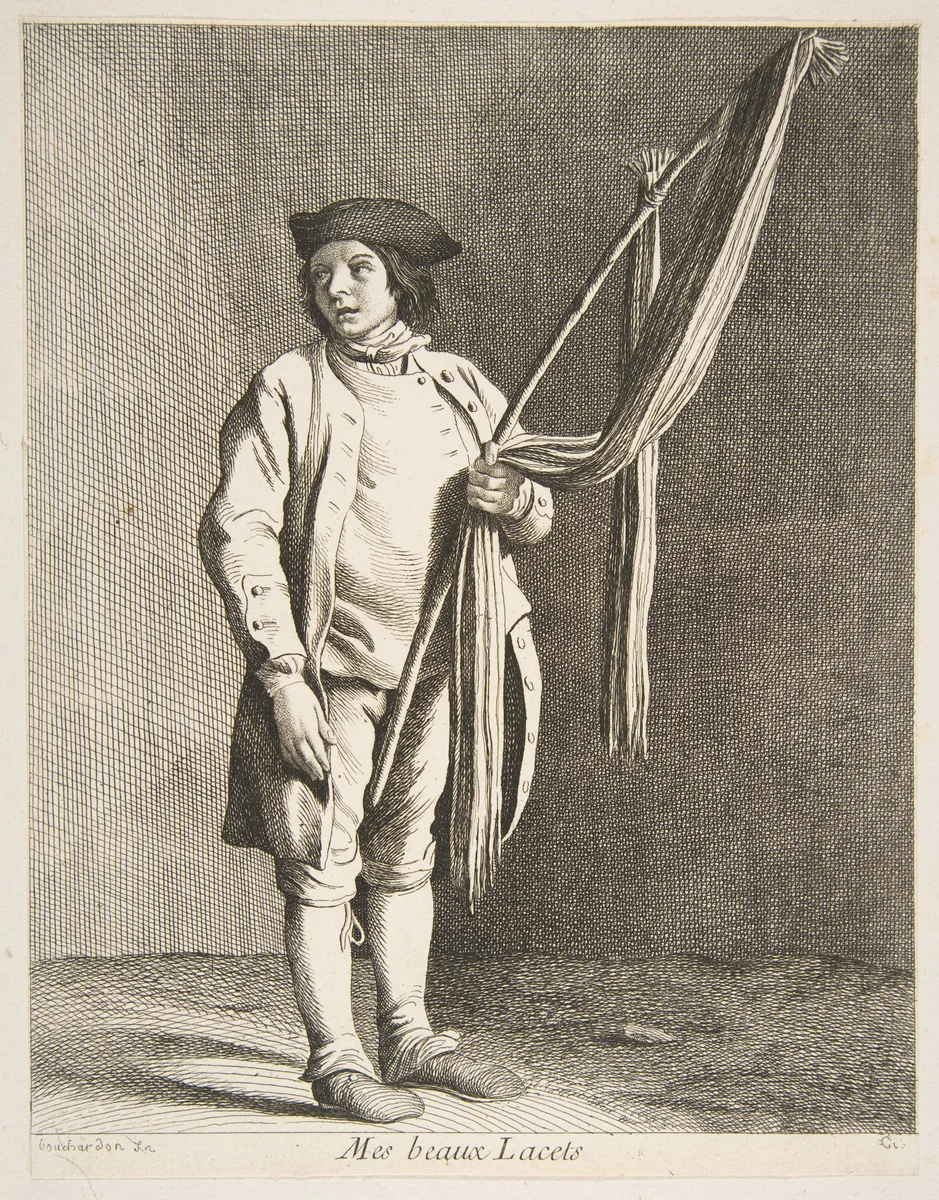 Laces Peddler by Anne Claude Philippe de Tubières, print, 1738