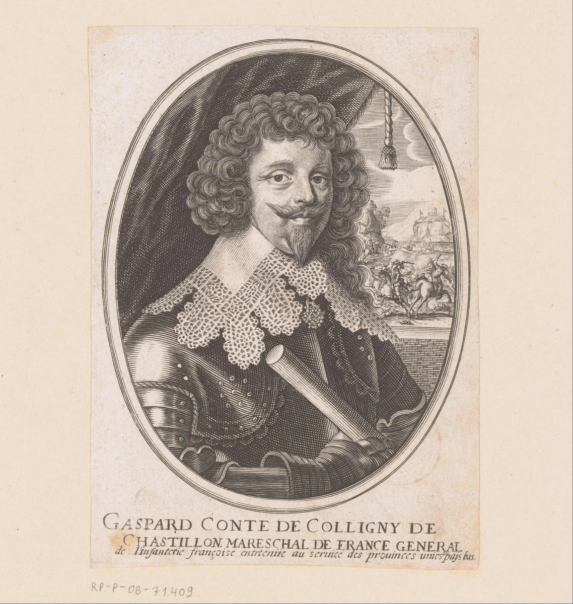 Portret van Gaspard I de Coligny by anonymous, print, 1610-1668