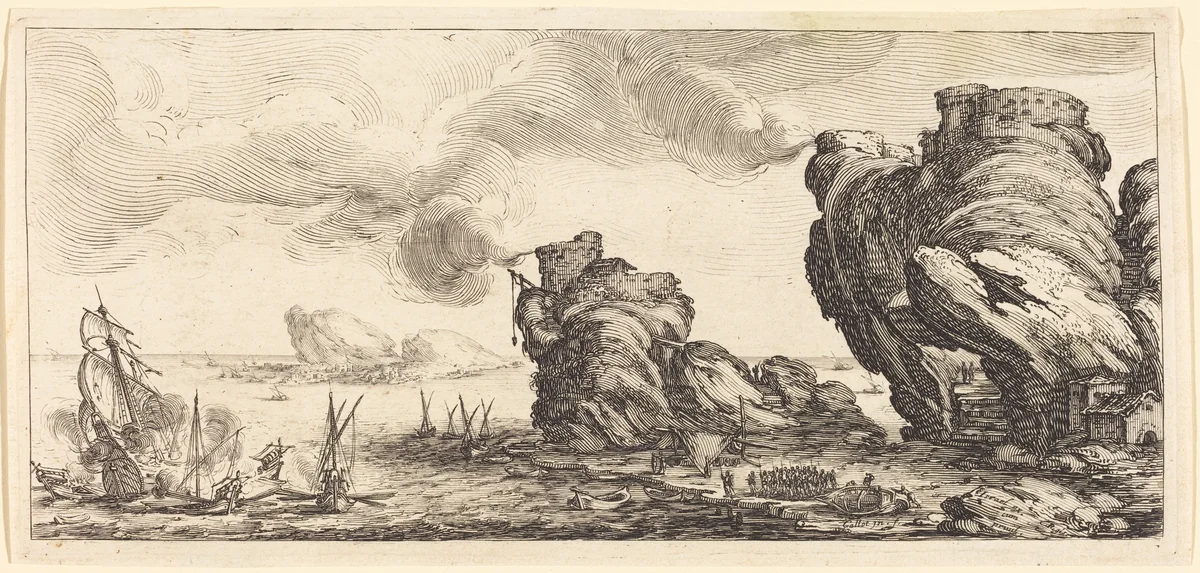 The Naval Battle by Jacques Callot, print, 1630