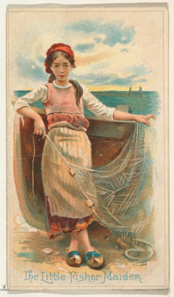 The Little Fisher Maiden, from the Illustrated Songs series (N116) issued by W. Duke, Sons & Co. to promote Honest Long Cut Tobacco by W. Duke, Sons & Co., print, 1893