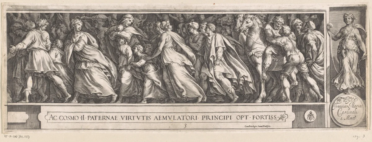 Sabijnse maagdenroof by Cherubino Alberti, print, 1563-1615