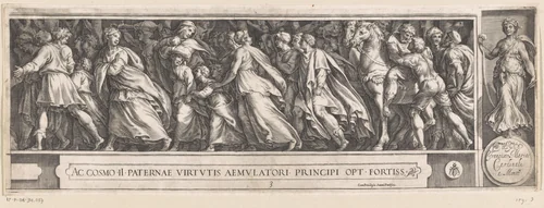 Sabijnse maagdenroof by Cherubino Alberti, print, 1563-1615