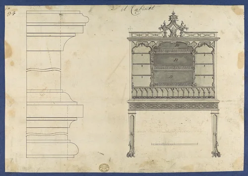 Cabinet, from Chippendale Drawings, Vol. II by Thomas Chippendale, drawing, 1754