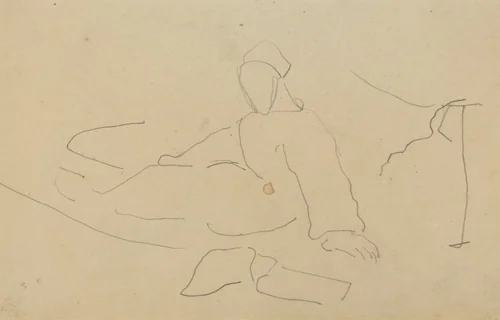 Figure Seated on the Ground [recto] by Paul Gauguin, drawing, 1884-1888