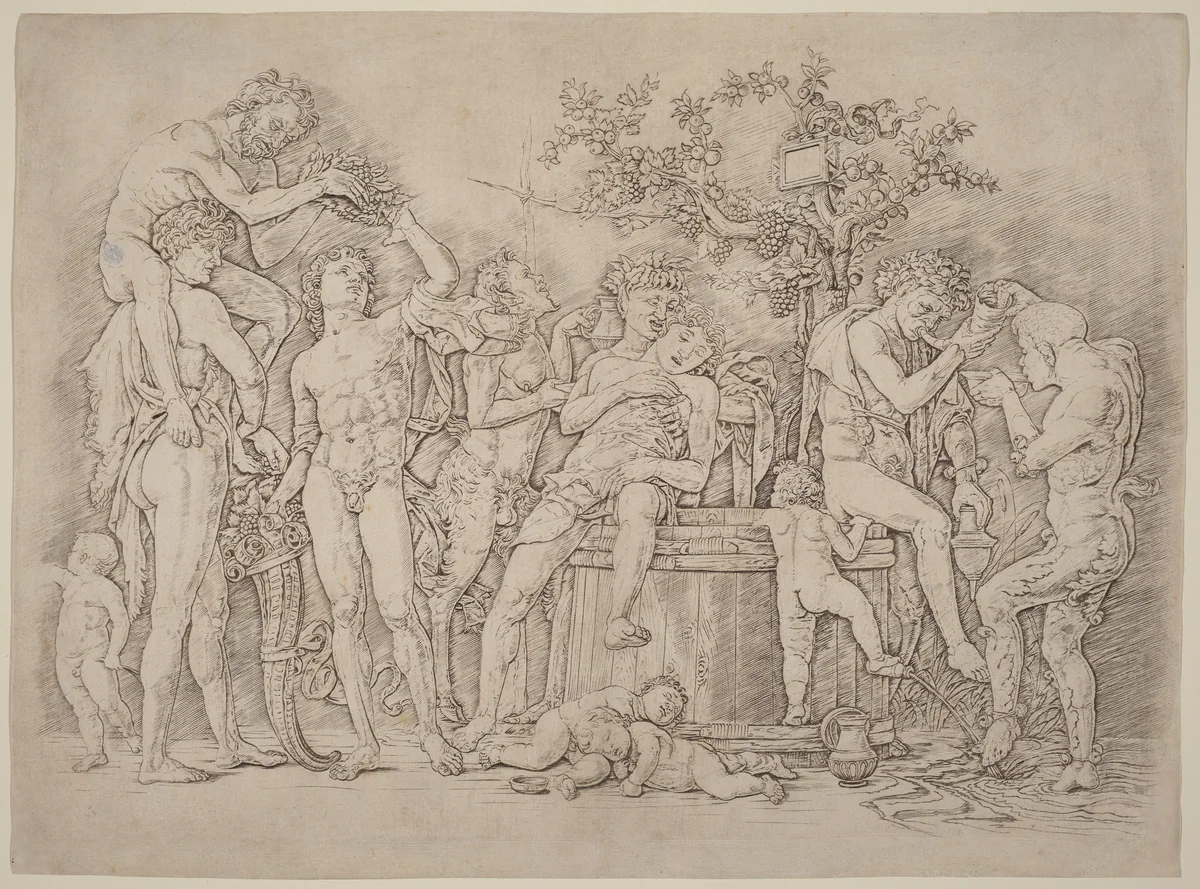 Bacchanal with a Wine Vat by Andrea Mantegna, print, 1481