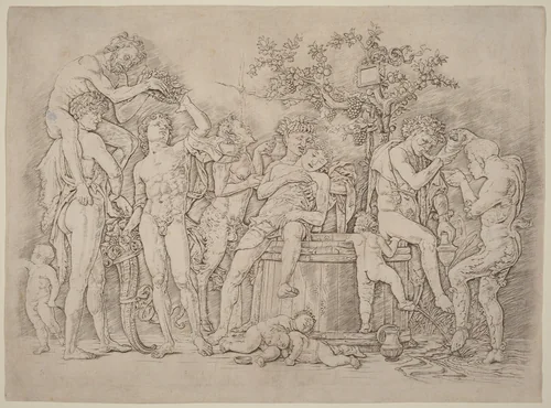 Bacchanal with a Wine Vat by Andrea Mantegna, print, 1481