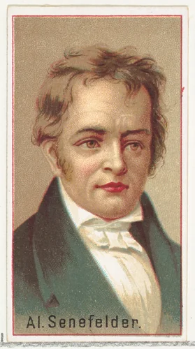 Alois Senefelder, printer's sample for the World's Inventors souvenir album (A25) for Allen & Ginter Cigarettes by Allen & Ginter, print, 1888