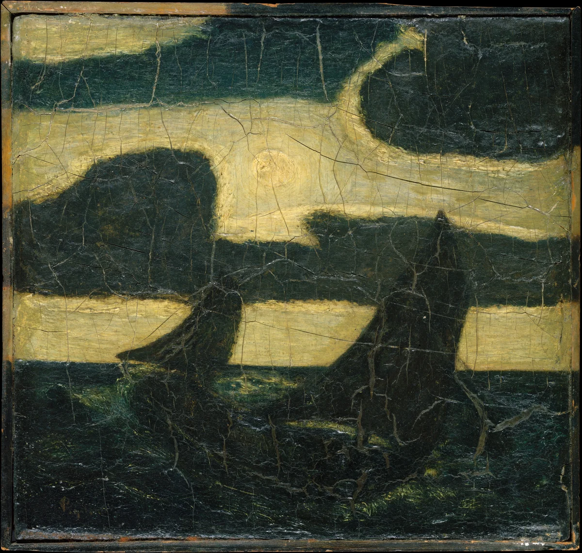 Moonlight Marine by Albert Pinkham Ryder, artwork, 1870-1890