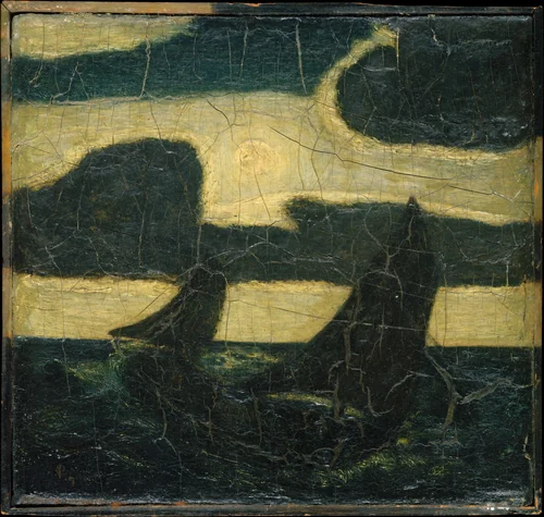 Moonlight Marine by Albert Pinkham Ryder, artwork, 1870-1890