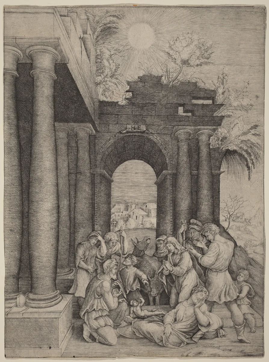 The Adoration of the Shepherds by Domenico Beccafumi, print, 1470-1560