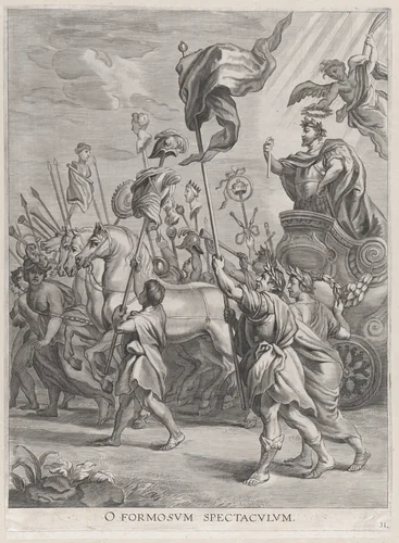 Plate 31: The triumph of Scipio Africanus; from Guillielmus Becanus's 'Serenissimi Principis Ferdinandi, Hispaniarum Infantis...' by Jacob Neeffs, print, 1636