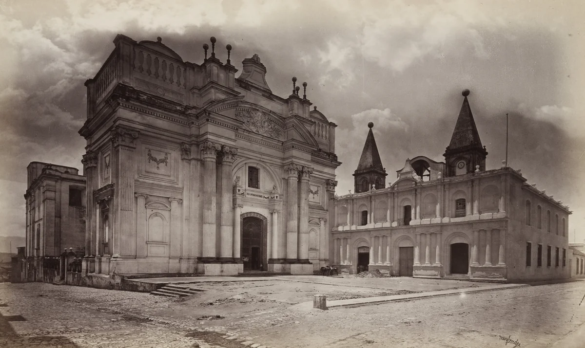 Church of San Franciso, and Post Office, Guatemala by Eadweard Muybridge, photograph, 1875