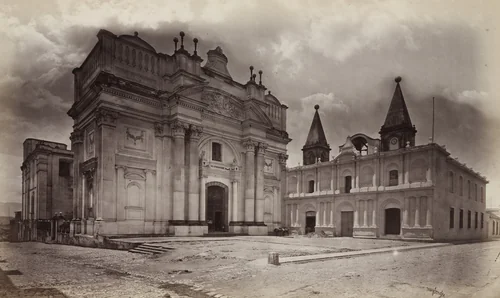 Church of San Franciso, and Post Office, Guatemala by Eadweard Muybridge, photograph, 1875