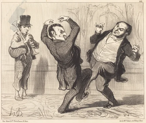 Attachés par leur grandeur au rivage de la Seine... by Honoré Daumier, print, 1850
