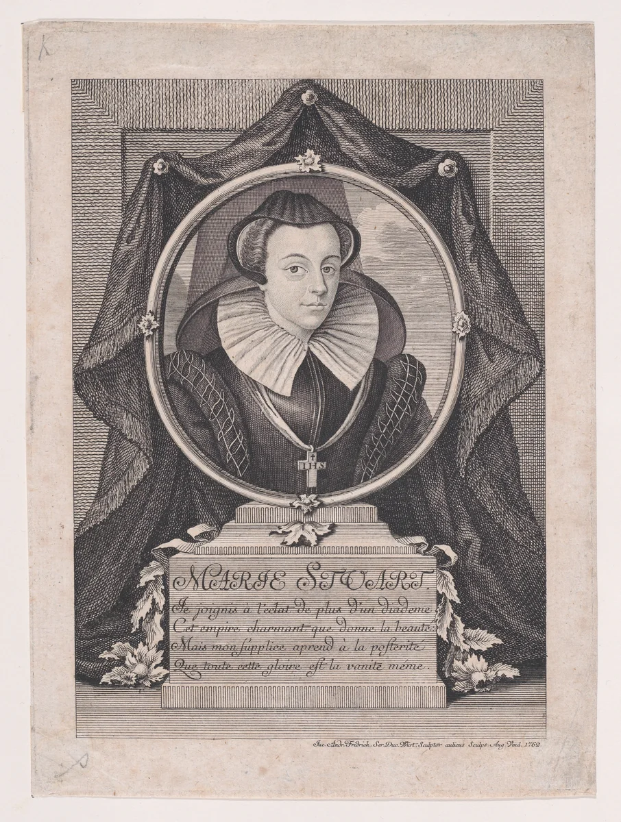 Mary, Queen of Scots by Jakob Andreas Fridrich, print, 1762
