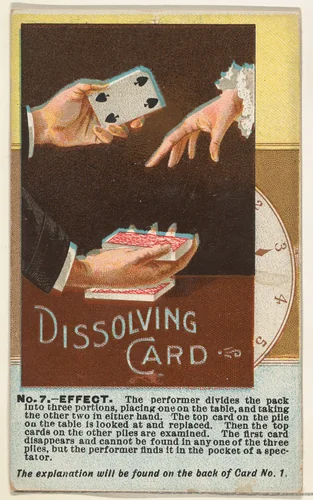 Number 7, Dissolving Card, from the Tricks with Cards series (N138) issued by W. Duke, Sons & Co. to promote Honest Long Cut Tobacco by W. Duke, Sons & Co., print, 1887