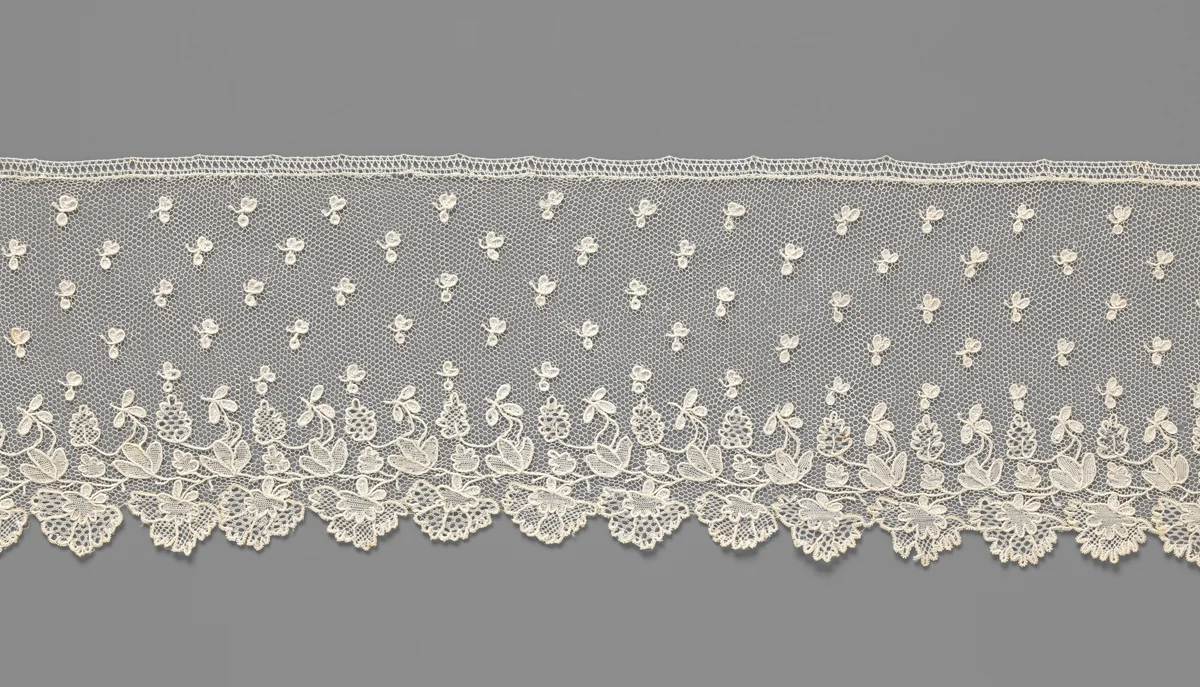 Strook naaldkant met waaiervormige bladeren by anonymous, other, 1800-1815