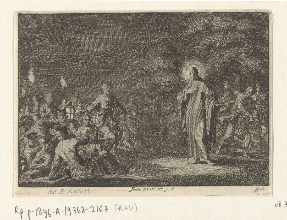 Arrestatie van Christus by Jan Luyken, print, 1703-1762