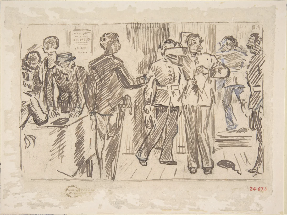 "The Soldier's Tear"–Old Song by Charles Samuel Keene, drawing, 1874-1884