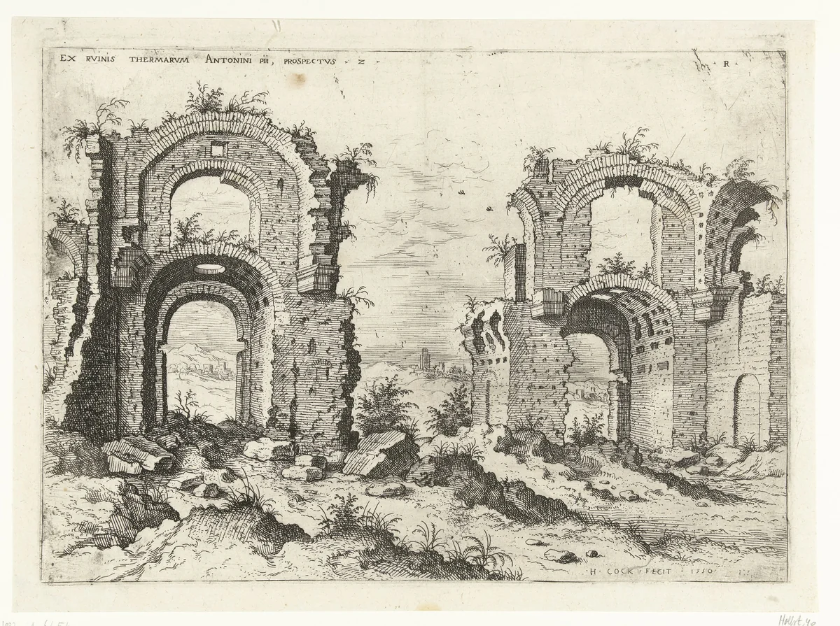Tweede gezicht op de Thermen van Diocletianus by Unknown, print, 1550