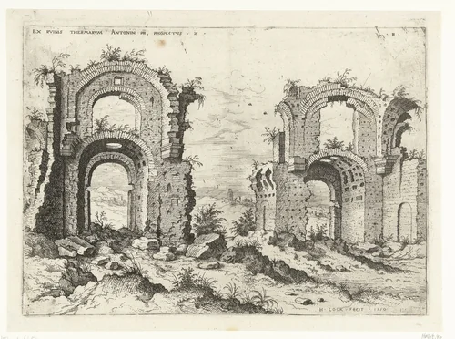 Tweede gezicht op de Thermen van Diocletianus by Unknown, print, 1550