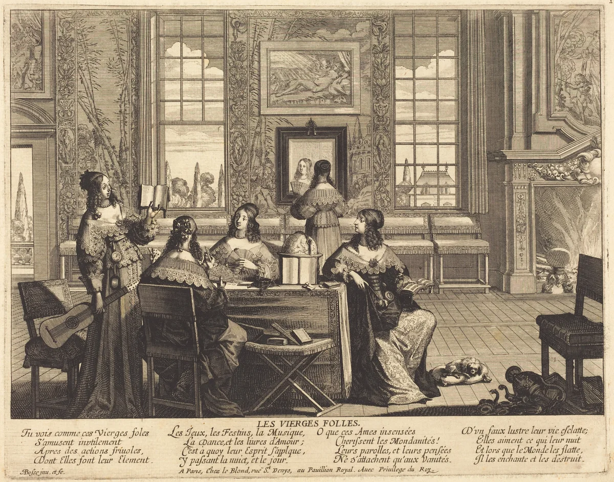 The Foolish Virgins Wasting Time by Abraham Bosse, portfolio, 1602-1676