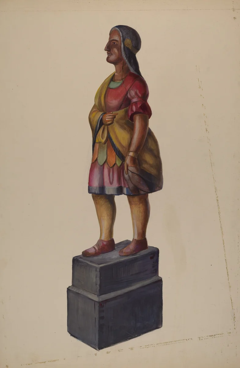 Cigar Store Indian by Vincent McPharlin, index of american design, 1937