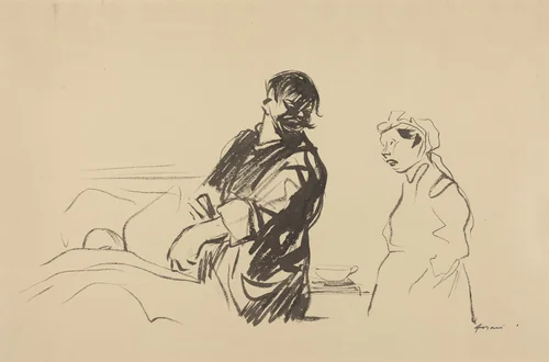 Hospital Scene by Jean-Louis Forain, drawing, 1914-1919