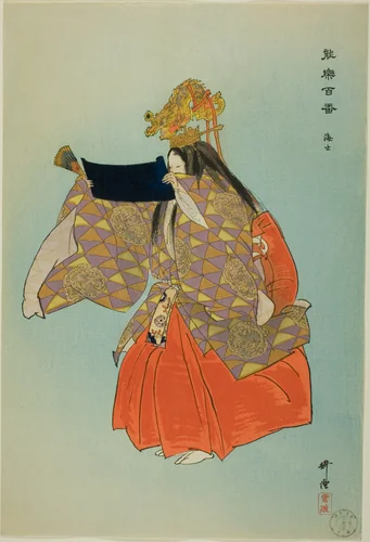 Ama, from the series "One Hundred No Dramas (Nogaku hyakuban)" by Tsukioka Kogyo, print, 1893-1908