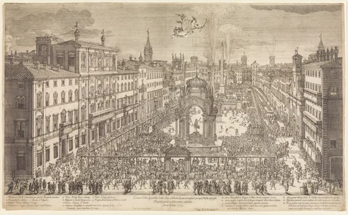 The Feast of the Resurrection in Piazza Navona, Rome, 1650 by Dominique Barrière, print, 1650