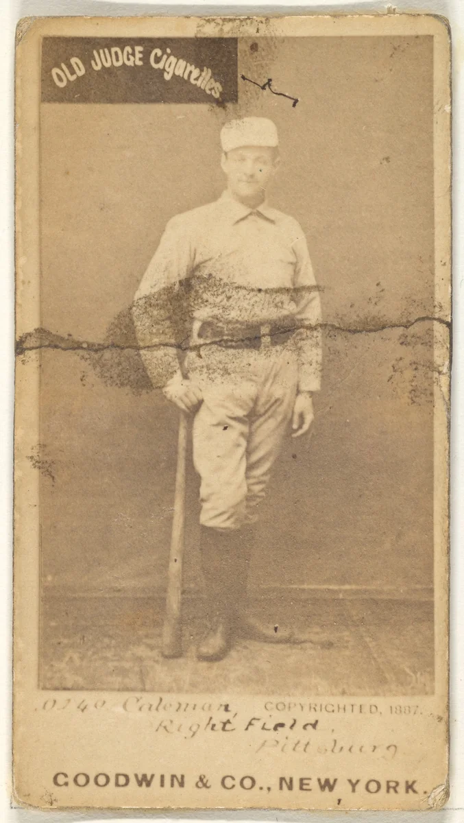 John Francis Coleman, Right Field, Pittsburgh, from the Old Judge series (N172) for Old Judge Cigarettes by Goodwin & Company, photograph, 1887
