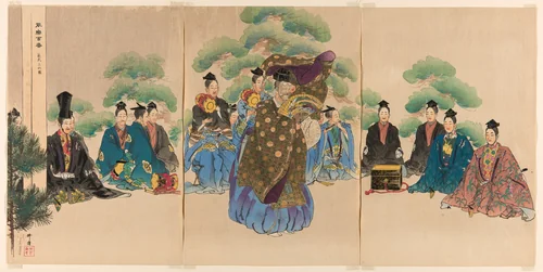 Okina, from the series "One Hundred No Dramas (Nogaku hyakuban)" by Tsukioka Kogyo, print, 1898-1908