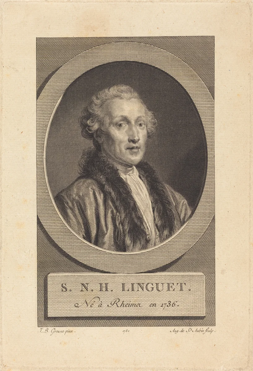 Simon-Nicolas-Henri Linguet by Augustin de Saint-Aubin
Jean-Baptiste Greuze, print, 1780